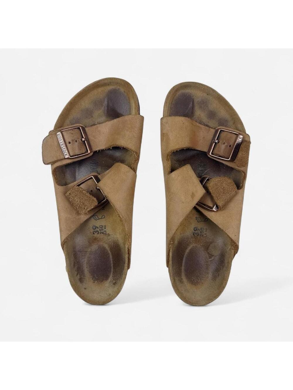 Birkenstock Brown Suede Double Buckle Slide Sandals in Brown Gorpcore Boho
